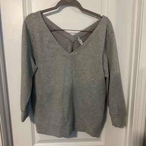 GAP Body Gray V-Neck Pullover Sweatshirt